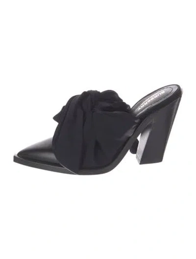 Pre-owned Burberry Leather Bow Accents Mules In Black