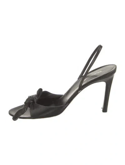 Pre-owned Burberry Leather Bow Accents Slingback Sandals In Black