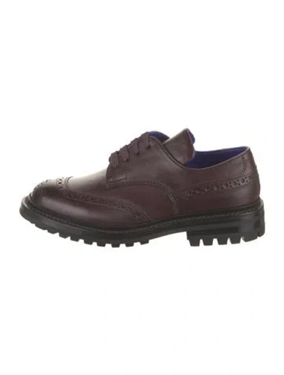 Pre-owned Burberry Leather Brogues In Burgundy
