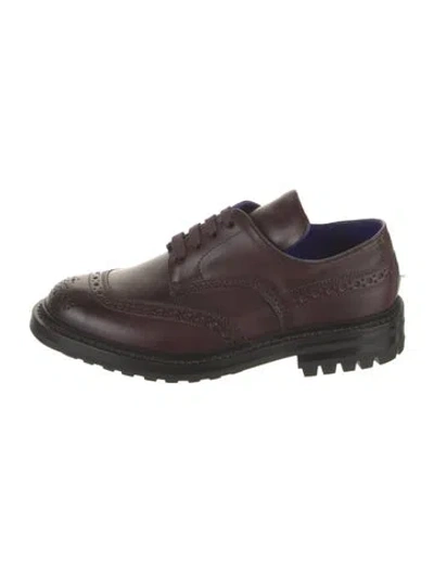 Pre-owned Burberry Leather Brogues In Burgundy