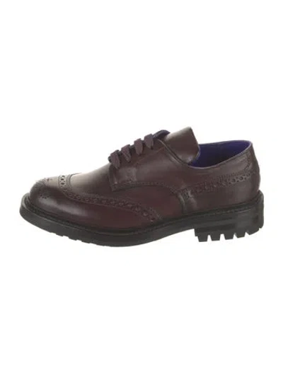 Pre-owned Burberry Leather Brogues In Burgundy