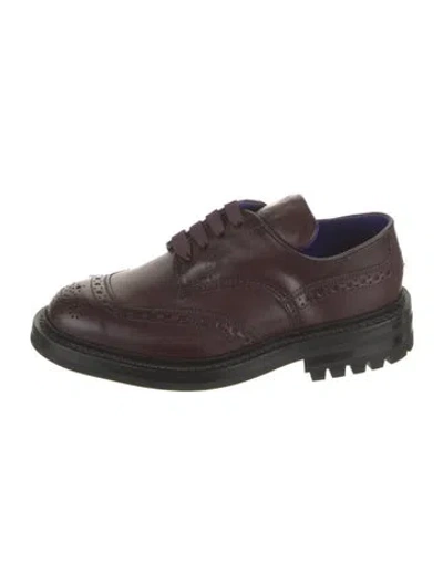 Pre-owned Burberry Leather Brogues In Burgundy