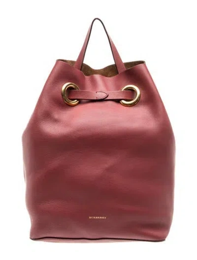 Pre-owned Burberry Leather Bucket Bag In Burgundy