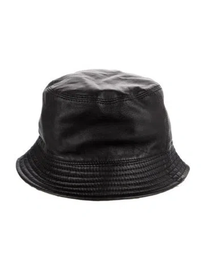 Pre-owned Burberry Leather Bucket Hat In Black