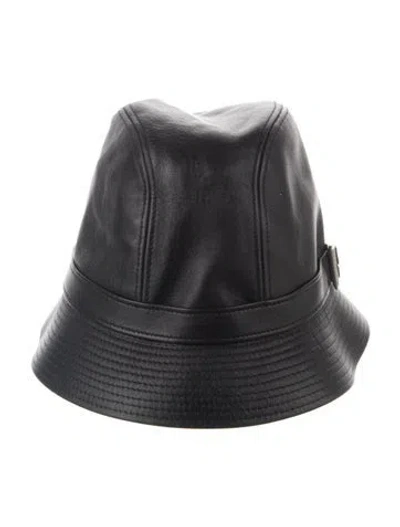 Pre-owned Burberry Leather Bucket Hat In Black