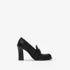 Burberry Leather Cadet Heeled Loafers In Black