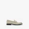 Burberry Leather Cadet Loafers In Gray