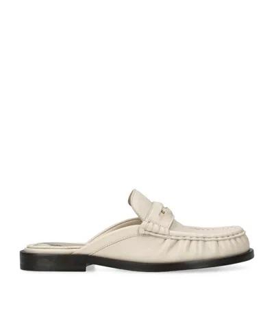 Burberry Leather Cadet Mules 10 In Neutral
