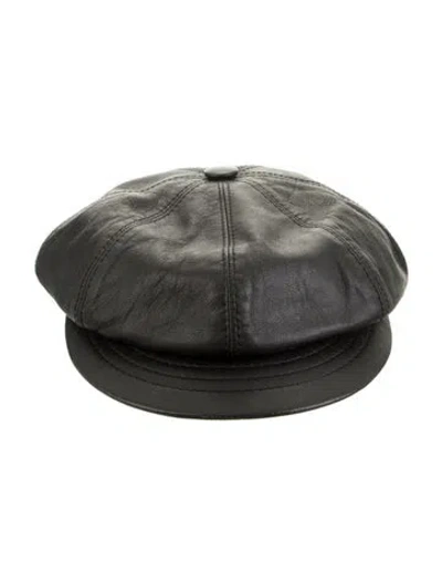 Pre-owned Burberry Leather Cap In Black