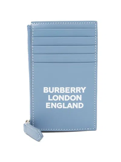 Pre-owned Burberry Leather Card Case In Blue