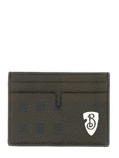 Burberry Leather Card Holder In Gray