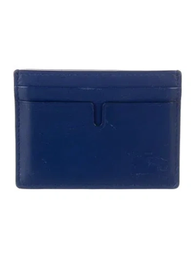 Pre-owned Burberry Leather Card Holder In Blue