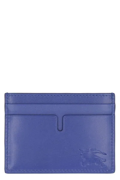 Burberry Leather Card Holder In Blue