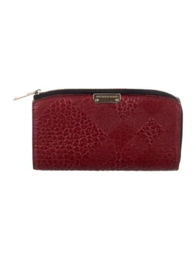 Pre-owned Burberry Leather Card Holder In Red