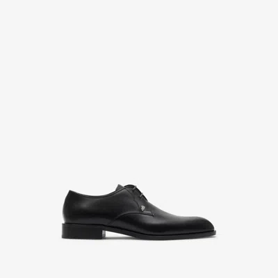 Burberry Men's Carlyle B-shield Leather Derby Shoes In Black