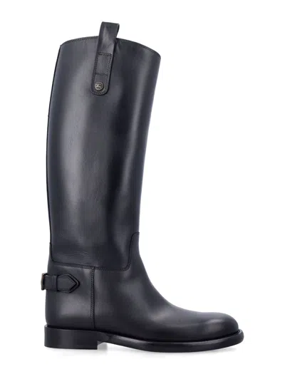 Burberry Cavalier Boots In Leather In Black