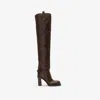Burberry 85mm Cavalier Calf-leather Thigh-high Boots In Brown