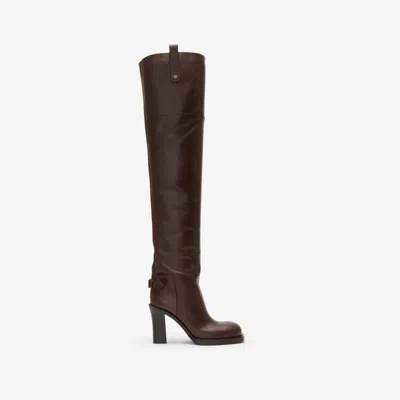 BURBERRY BURBERRY LEATHER CAVALIER THIGH-HIGH HEEL BOOTS