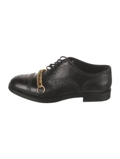 Pre-owned Burberry Leather Chain-link Accents Brogues In Black