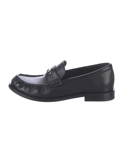 Pre-owned Burberry Leather Chain-link Accents Loafers In Black