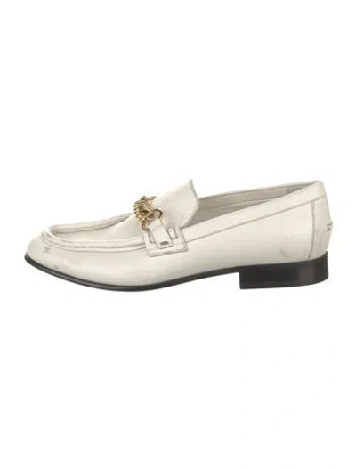 Pre-owned Burberry Leather Chain-link Accents Loafers In White