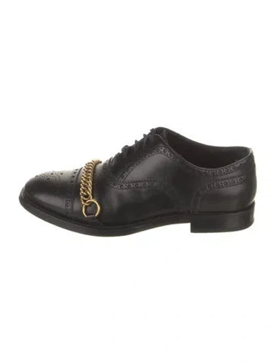 Pre-owned Burberry Leather Chain-link Accents Oxfords In Black