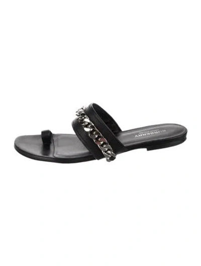 Pre-owned Burberry Leather Chain-link Accents Slides In Black