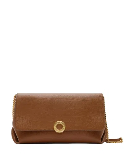 Burberry Leather Chain-strap Clutch In Brown