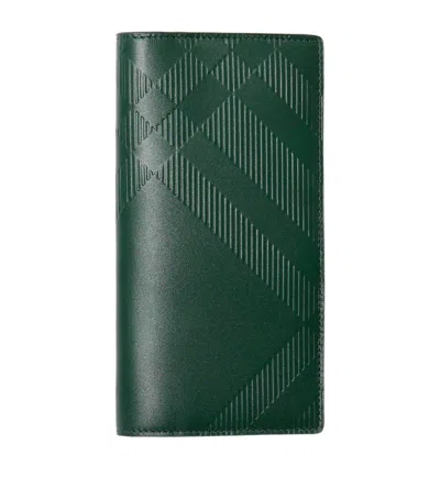 Burberry Leather Check Bifold Wallet In Green
