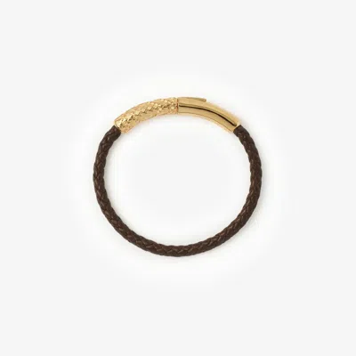 Burberry Leather Check Bracelet In Gold/military