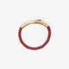 Burberry Leather Check Bracelet In Gold/rust