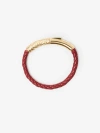 Burberry Leather Check Bracelet In Gold/rust