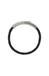 Burberry Leather Check Bracelet In Silver/black