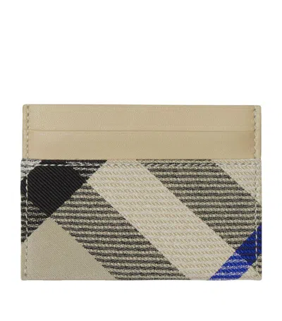 Burberry Leather Check Card Holder In Gold
