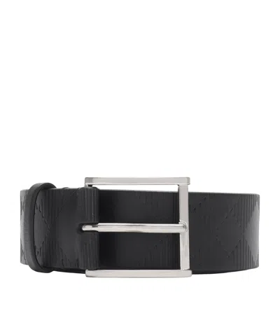 Burberry Leather Check-embossed Belt In Black