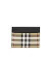 Burberry Beige Check Money Clip Card Holder In Multicolor