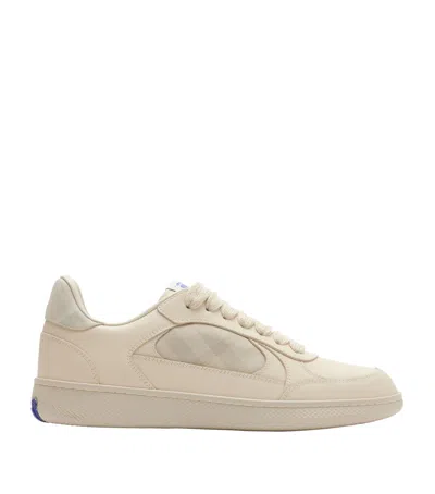 Burberry Leather Check Print Terrace Sneakers In White