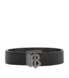 Burberry Leather Check Reversible Belt In Grey