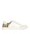 Burberry Check Motif Leather Sneakers In White
