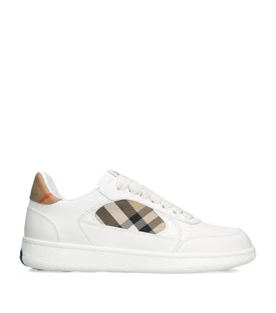 Burberry Leather Check Terrace Sneakers In White