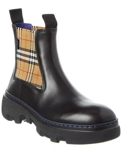 Burberry Leather Chelsea Boot In Black