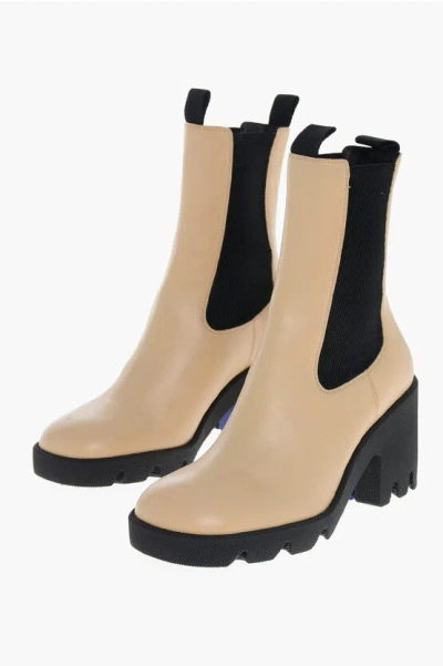 BURBERRY LEATHER CHELSEA BOOTIES WITH CARRION SOLE 8CM