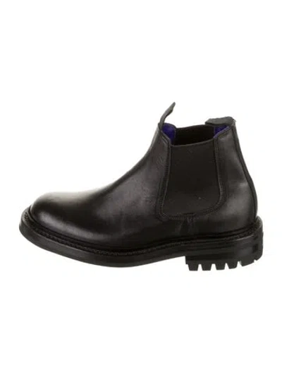 Pre-owned Burberry Leather Chelsea Boots In Black
