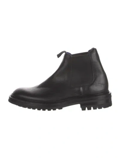 Pre-owned Burberry Leather Chelsea Boots In Black