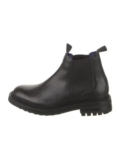 Pre-owned Burberry Leather Chelsea Boots In Black