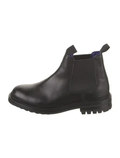 Pre-owned Burberry Leather Chelsea Boots In Black