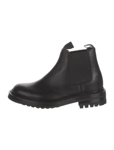 Pre-owned Burberry Leather Chelsea Boots In Black