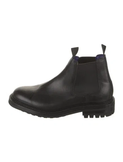 Pre-owned Burberry Leather Chelsea Boots In Black
