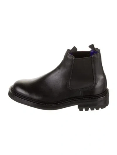 Pre-owned Burberry Leather Chelsea Boots In Black