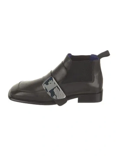 Pre-owned Burberry Leather Chelsea Boots In Black
